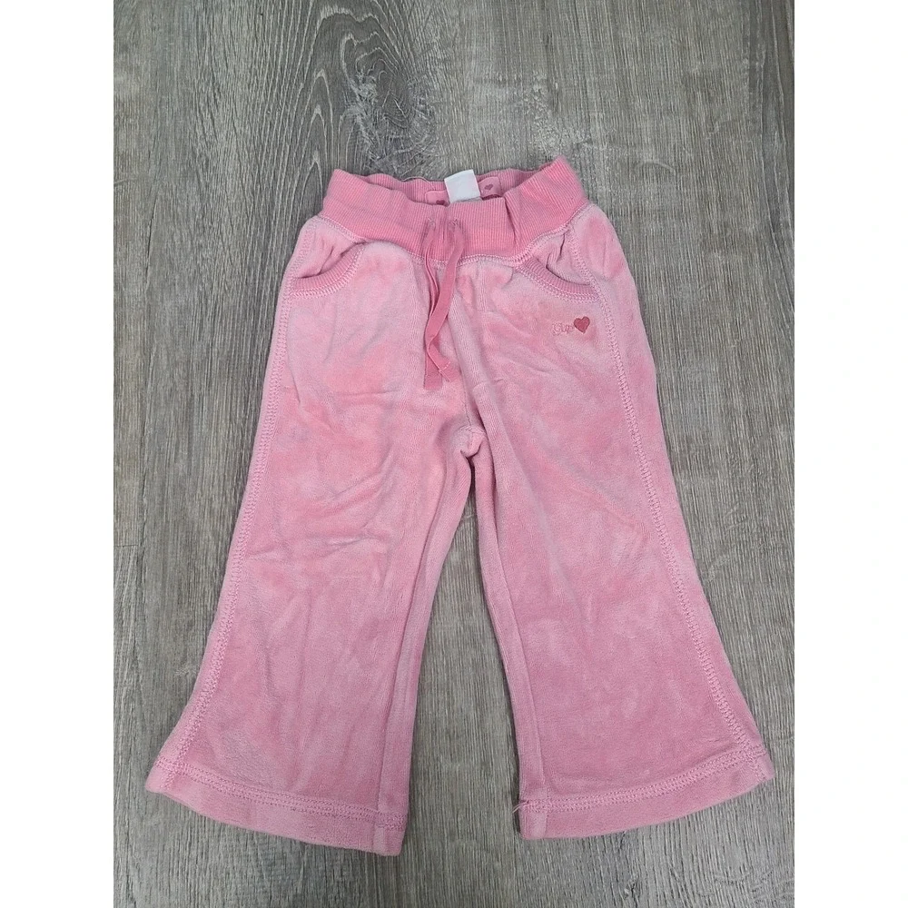 Y2K Baby Gap 12-18 Months Velour Tracksuit Pants Pink‎ Soft Flare Leg Stretchy